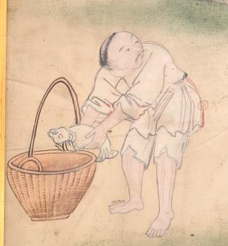 A piece of a Chinese wall paper, 18/19th Century.
