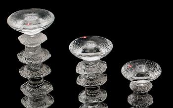 LJUSSTAKAR, 3 stycken, "Festivo", Timo Sarpaneva, Iittala, 1900-talets andra hälft.