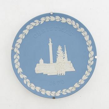 A collection of boxes, plates, etc. 8 dlrs, mostly Wedgwood England 20th century jasperware.