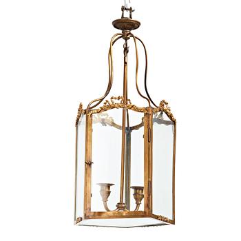 73. A Louis XVI-style 20th century two-light lantern.