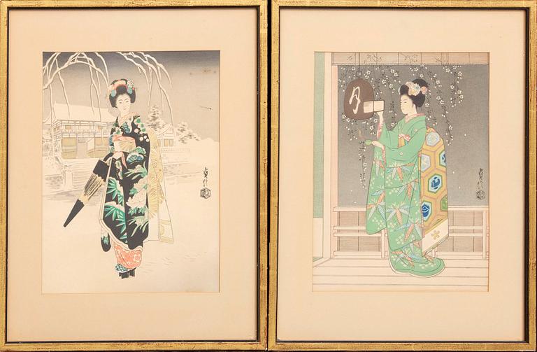 Sadanobu Hasegawa III  (1881-1963). A group of four Japanese woodblock prints, 20th Century.