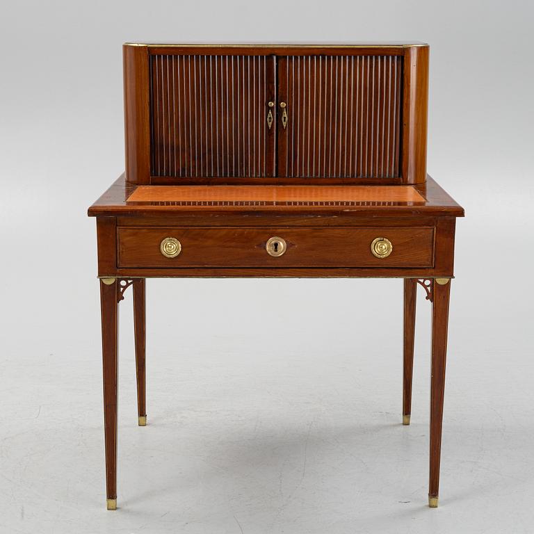 A late Gustavian mahogany 'Bonheur de jour' desk in the manner of C. D. Fick, Stockholm, late 18th century.