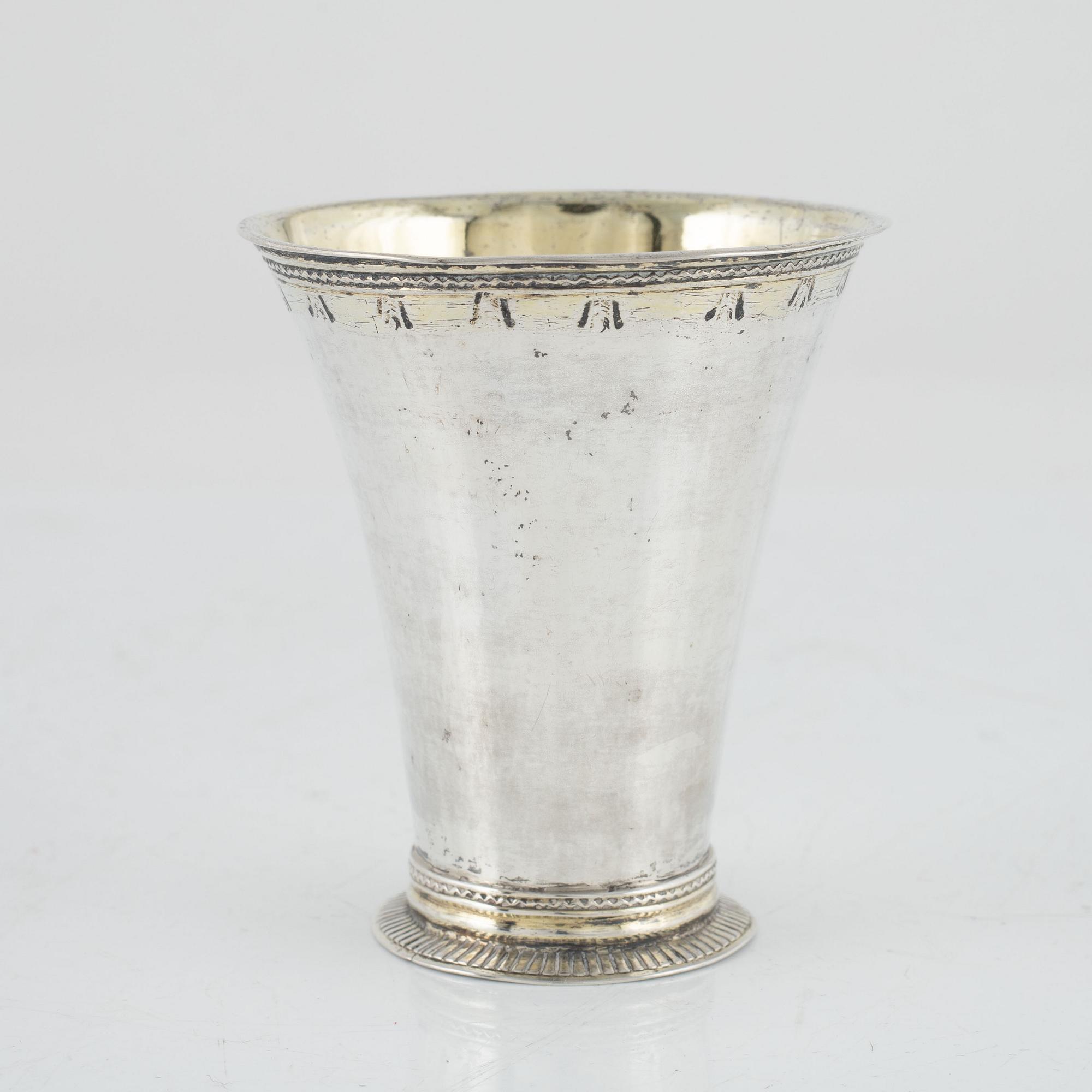 A Swedish 18th Century silver beaker, marks of Isak Sauter, Stockholm 1761.