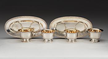 A pair of Swedish 19th century parcel-gilt jam bowls, makers mark of Gustaf Möllenborg, Stockholm 1831.