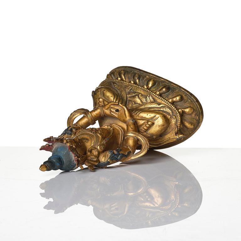 Amitayus, förgylld brons. Mongoliet, 1700-tal.