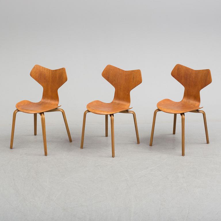 Three 1960's Arne Jacobsen Grand Prix Fritz Hansen chairs.