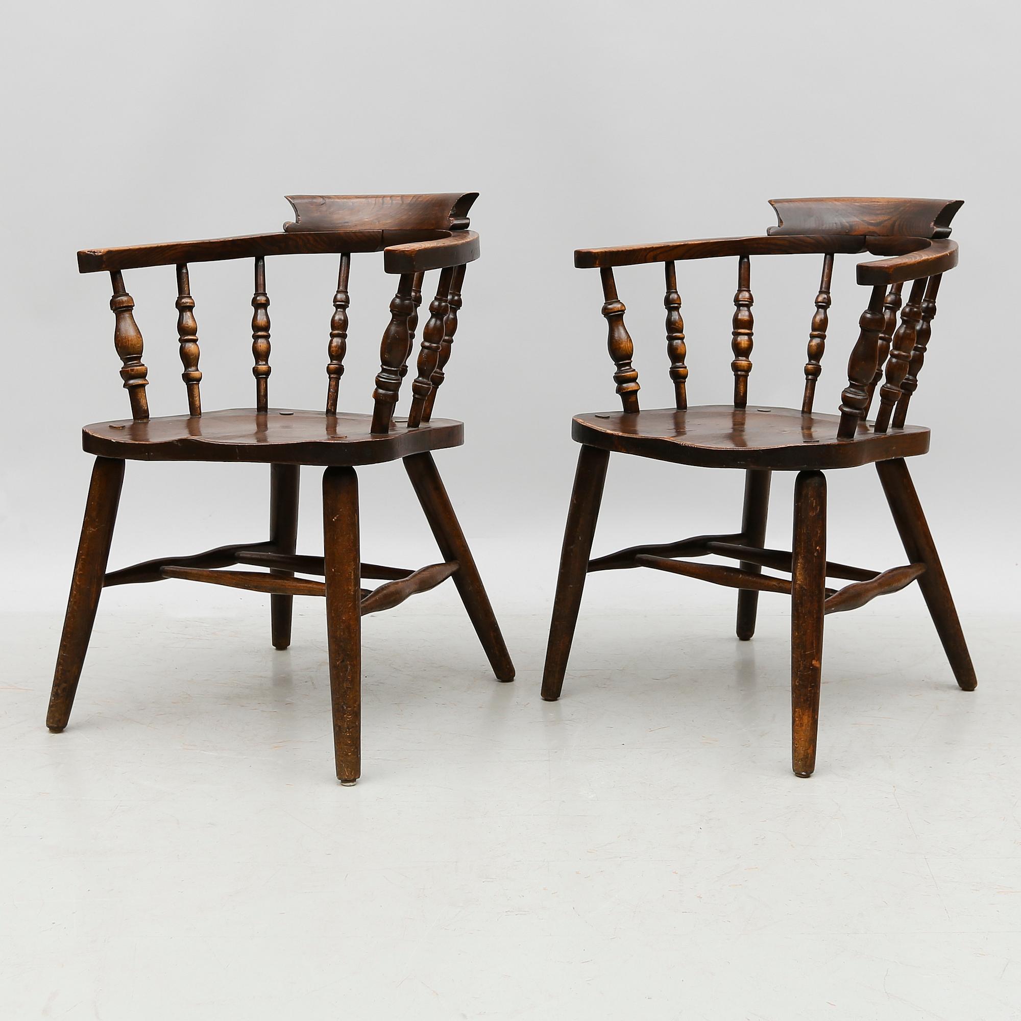 KARMSTOLAR, 1 par, Elliot & Sons, England, 1900-talets andra hälft.