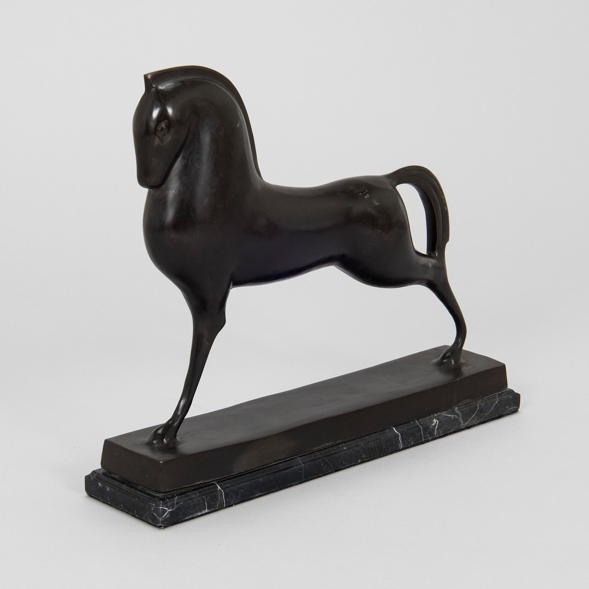 an art Deco style sculpture, bronze and marble.