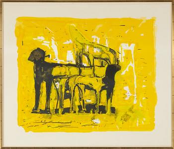 STAFFAN HALLSTRÖM, lithograph and screen, staped signature and numbered 26/50. Executed 1970.