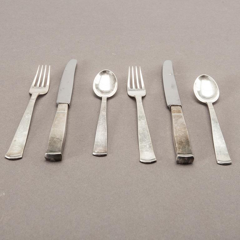 A Swedish 20th set of 36 pcs silver cutlery mark of J Ängman GAB Stockholm 1690/70s, weight ca 980 gr.