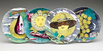 TALLRIKAR, 4 st, porslin, Piero Fornasetti, Milano Italien.