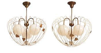 438. A pair of Swedish Modern ceiling lamps, 1940s.