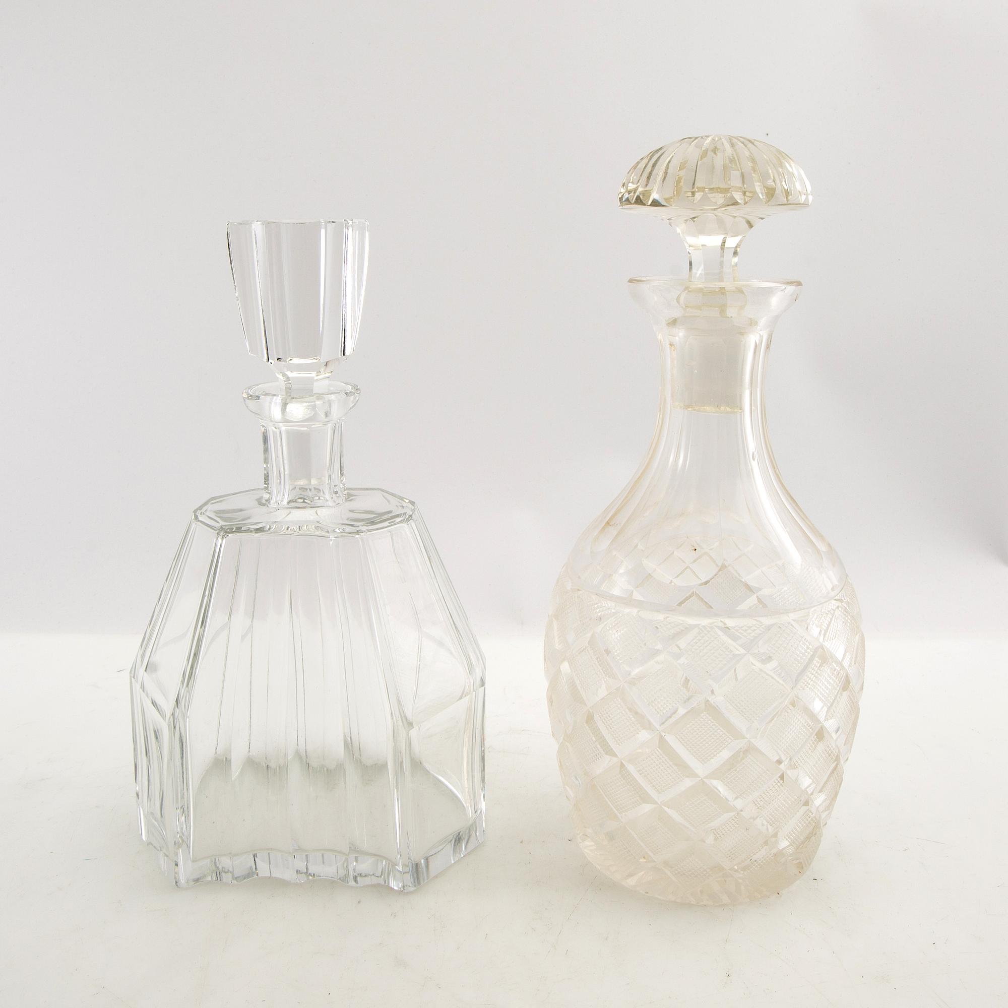Decanters 3 pcs early 20th century cut glass.