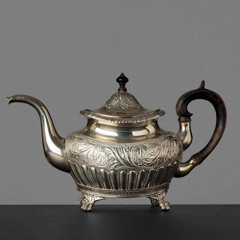 A Swedish late Empire tea pot by Erik Nordgren (Jönköping 1817-47).