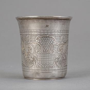 BÄGARE, silver, sannorlikt Moskva, Ryssland 1850. Totalvikt 46 g.