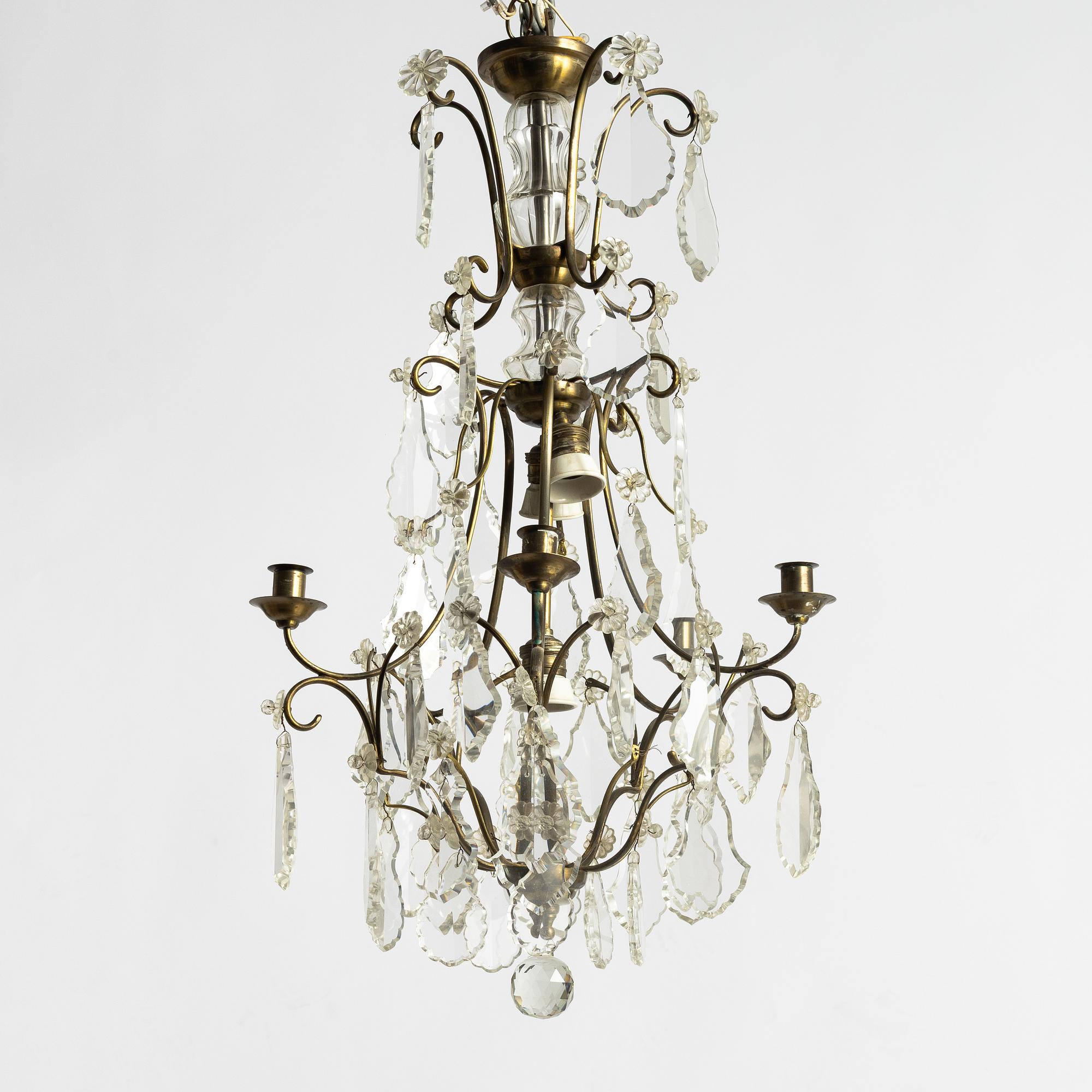 A Rococo style chandelier, first half of the 20th century.