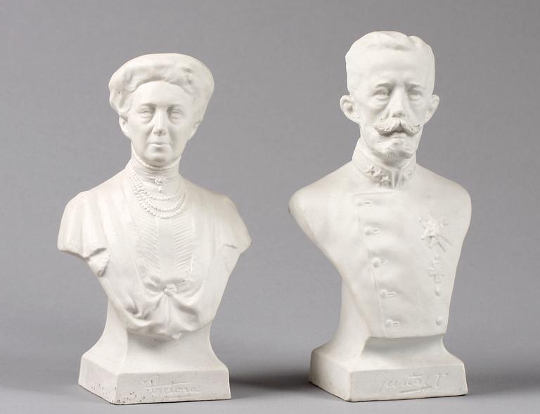 BYSTER, ett par. Parian, Rörstrand. 1800/1900-tal.