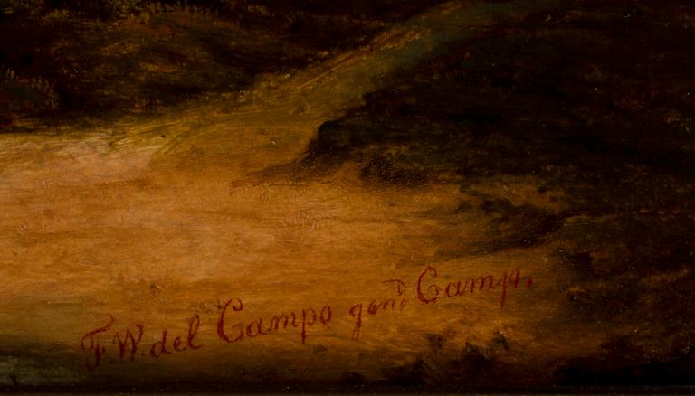 FREDERICK WILLEM DEL CAMPO, olja på pannå. Sign. 1800-tal.
