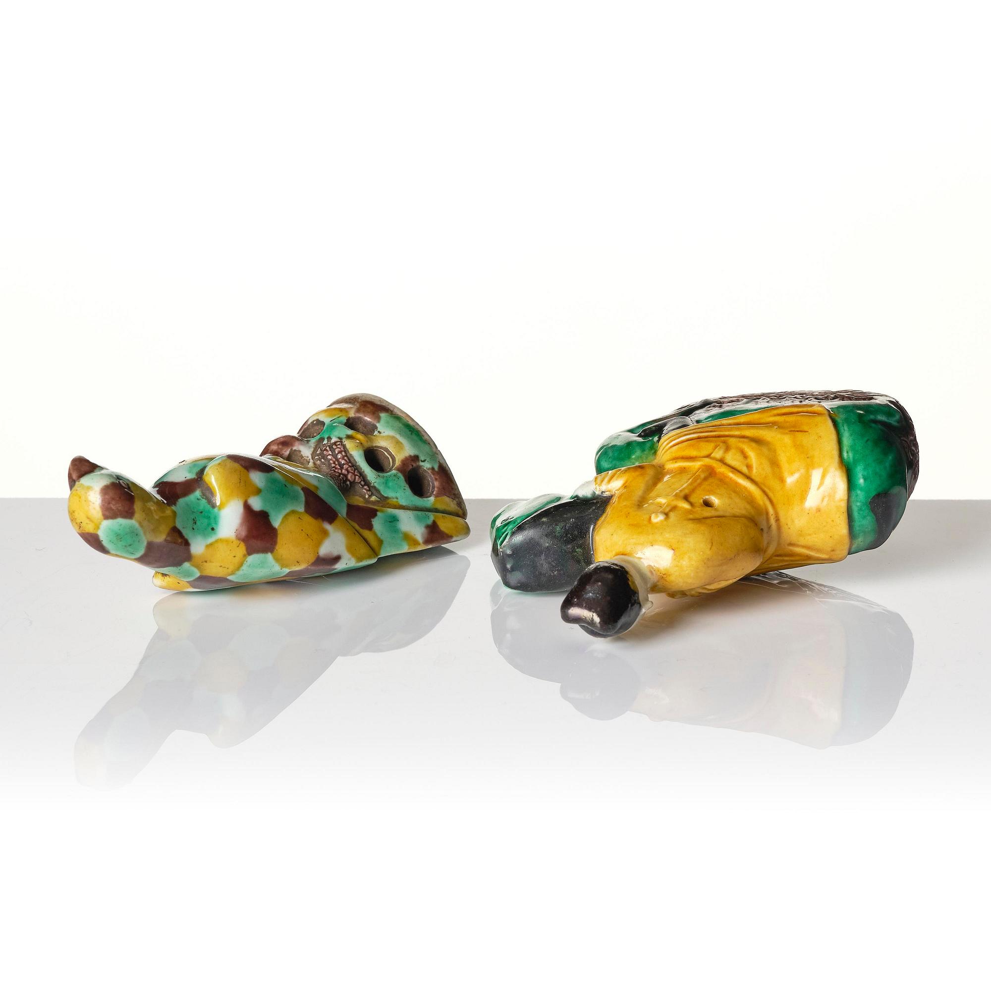 A group of sancai-glazed scholar's objects, Qing dynasty, Kangxi (1662-1722).