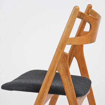 Hans J. Wegner, stolar, fyra stycken, "Savbukkestolen", Carl Hansen & Son, Danmark, 1950-60-tal.