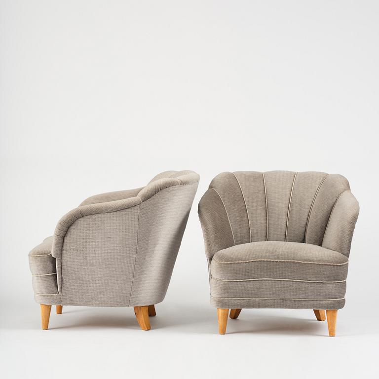 Swedish Modern, fåtöljer, ett par 1940-50-tal.