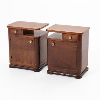 Bedside tables, a pair, first half of the 20th century.