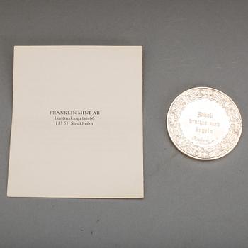 MEDALJSAMLING, 50 st, sterling silver, "Rembrandt silver", svenska kontrollstämplar, Franklin Mint AB. Tot ca 3300 gram.