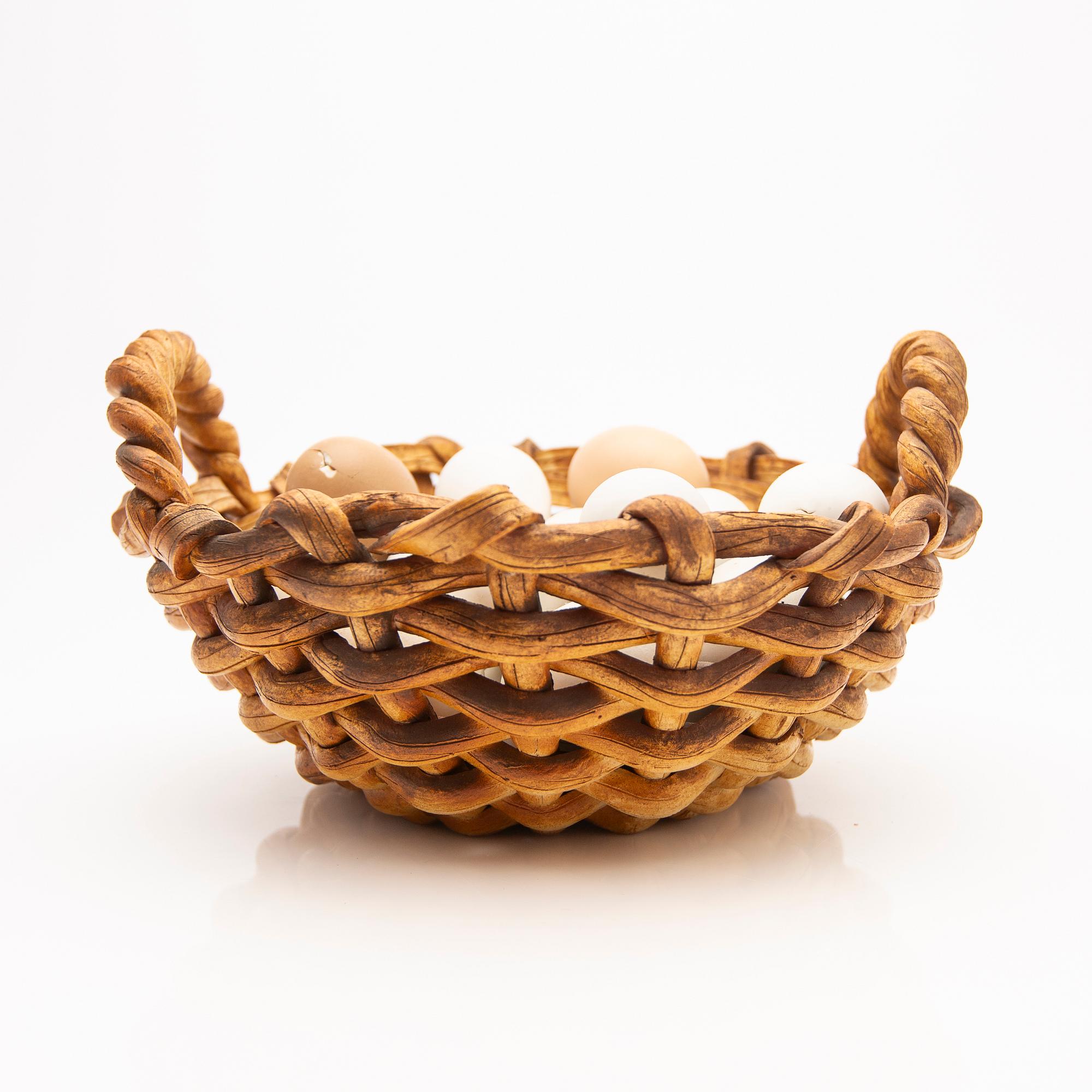 Ingrid Herrlin, basket with eggs, stoneware.