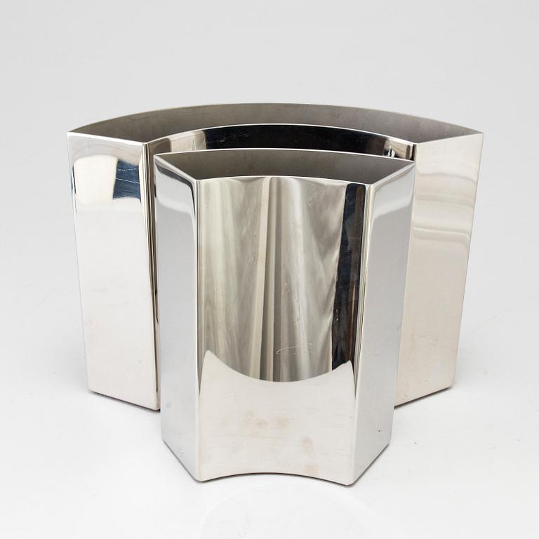 A pair of stainless steel vases by Ann Wåhlström from Cultura Metal, Sweden.