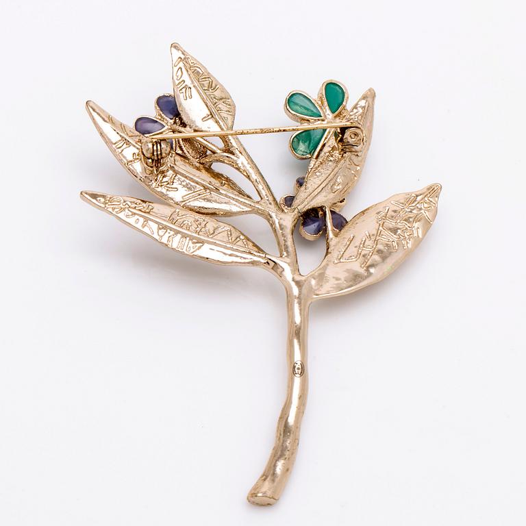 Chanel brooch, metal and resin., approx 8 x 6 cm, original case and box.