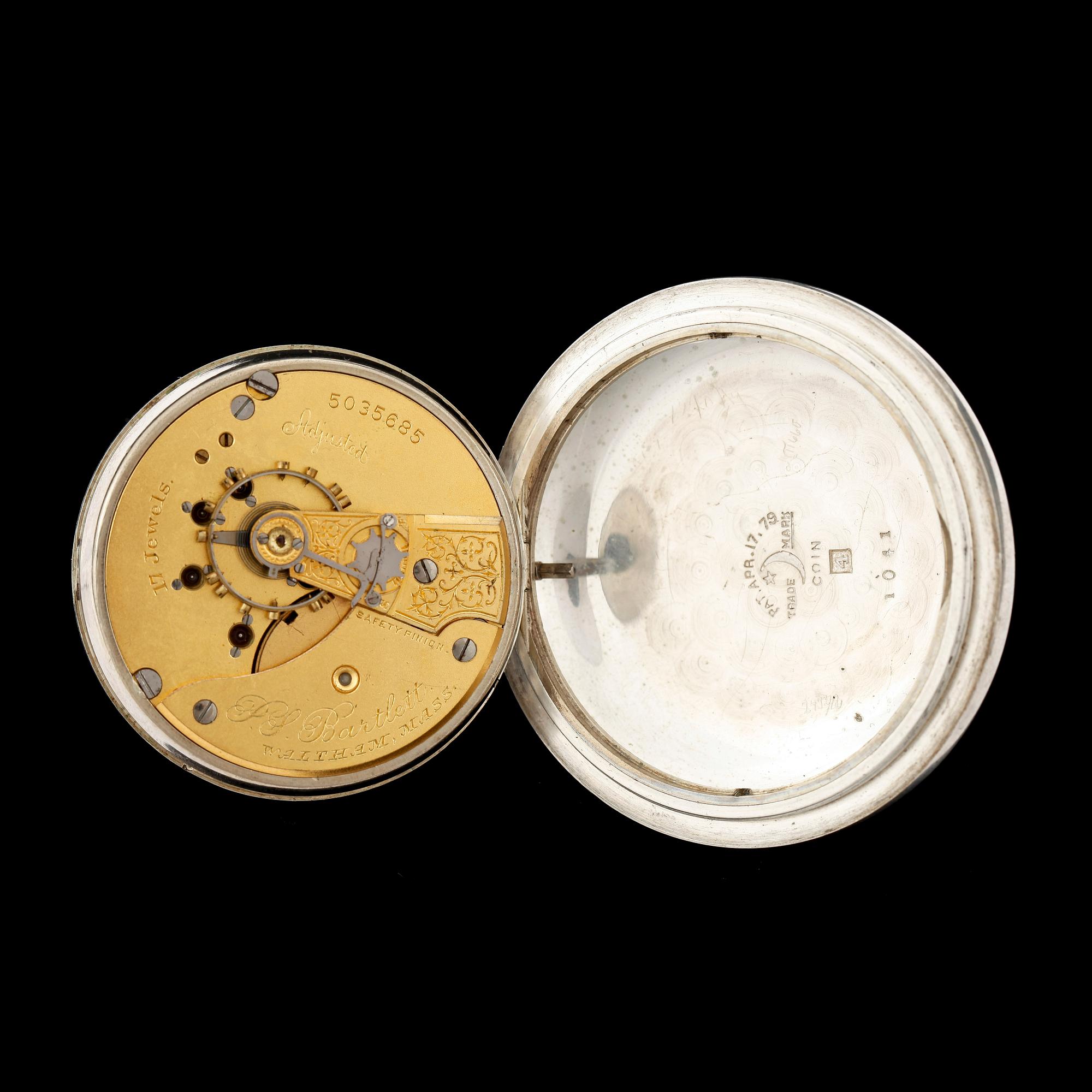 FICKUR, herr, silver, Waltham watch Co, omkring 1900.