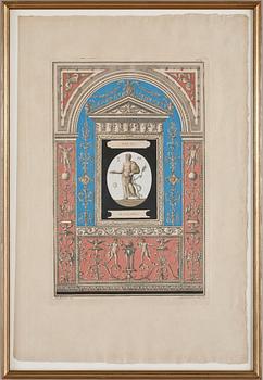 GRAVYRER, 3 st, bl.a. efter Blondel och Cuvilliés, 1700/1800, bl.a.Frankrike.