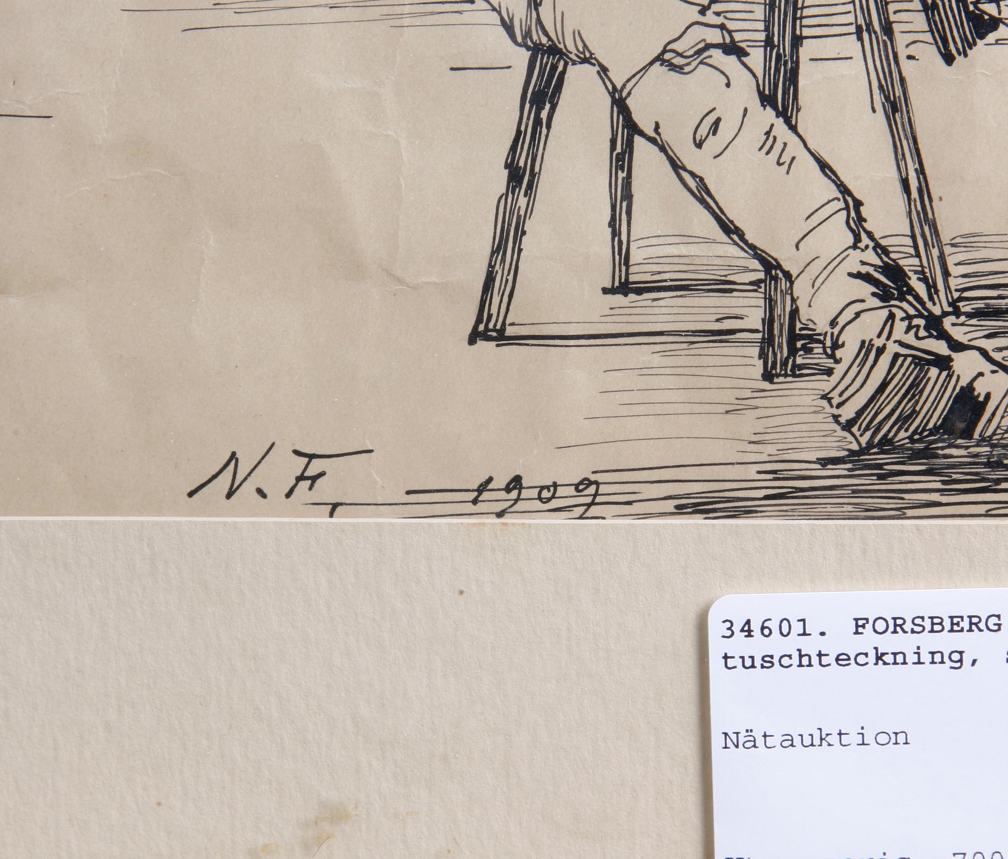 FORSBERG, NILS, tuschteckning, sign o dat 1909.