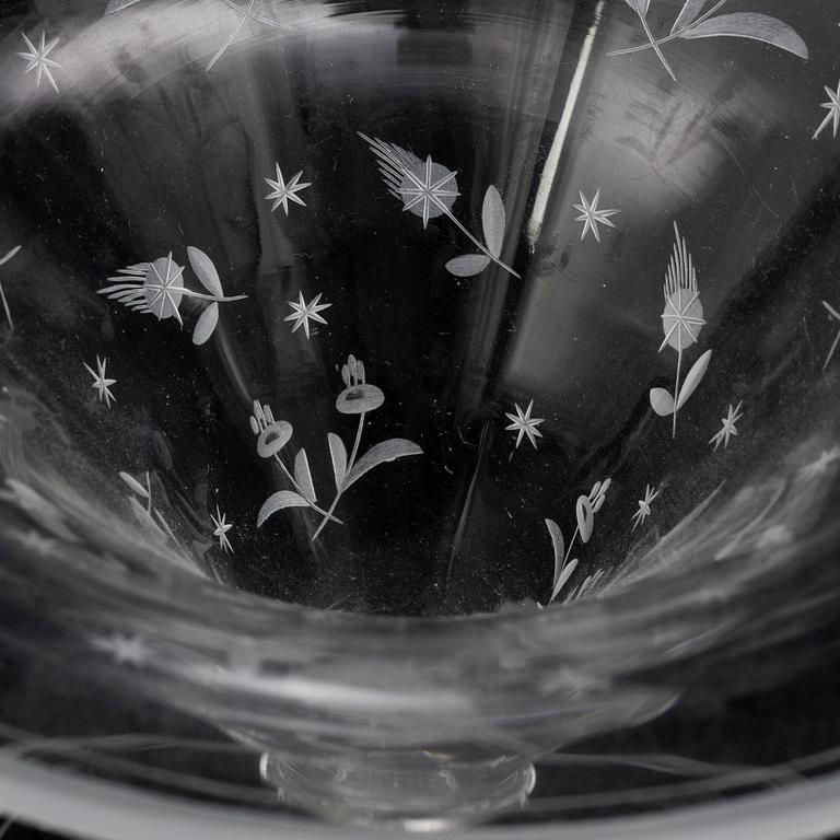 Three glass vases, from Orrefors and Kosta, first half of the 20th century.