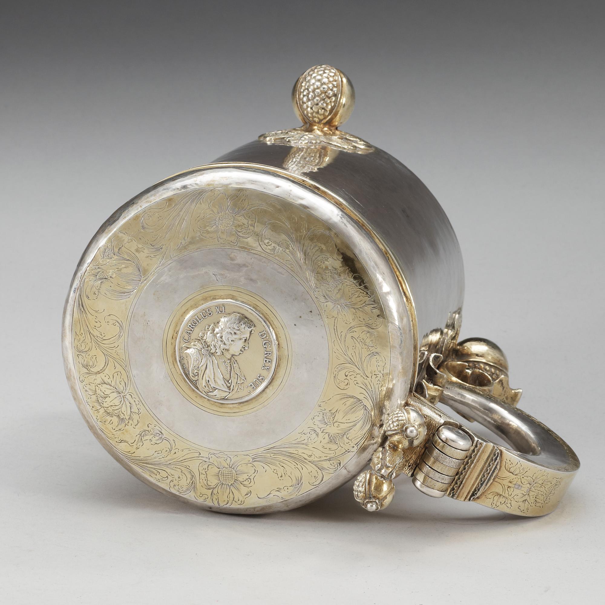 DRYCKESKANNA, av Andreas Brackfeldt, Riga (verksam 1661-1697). Barock.