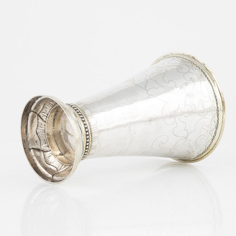 A Swedish parcel-gilt silver beaker, mark of Erik Lemon, Uppsala 1795.