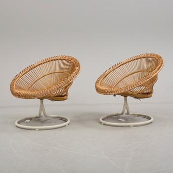A pair of 'Rondo' rattan easy chairs from Göte-Möbler AB, 1960's.