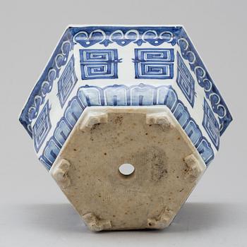 A blue and white pot, Qing dynasty, 19th century.