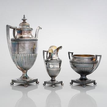 A three-piece silver coffee set,  Kultateollisuus Oy, Turku 1966.