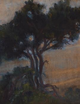 Hugo Gehlin, Skymningslandskap med träd.