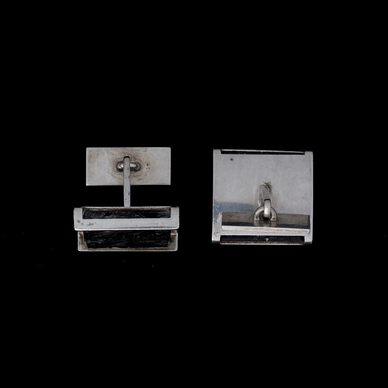 ELIS KAUPPI, a pair of cufflinks, tourmaline quartz, silver. Kupittaan Kulta 1963.