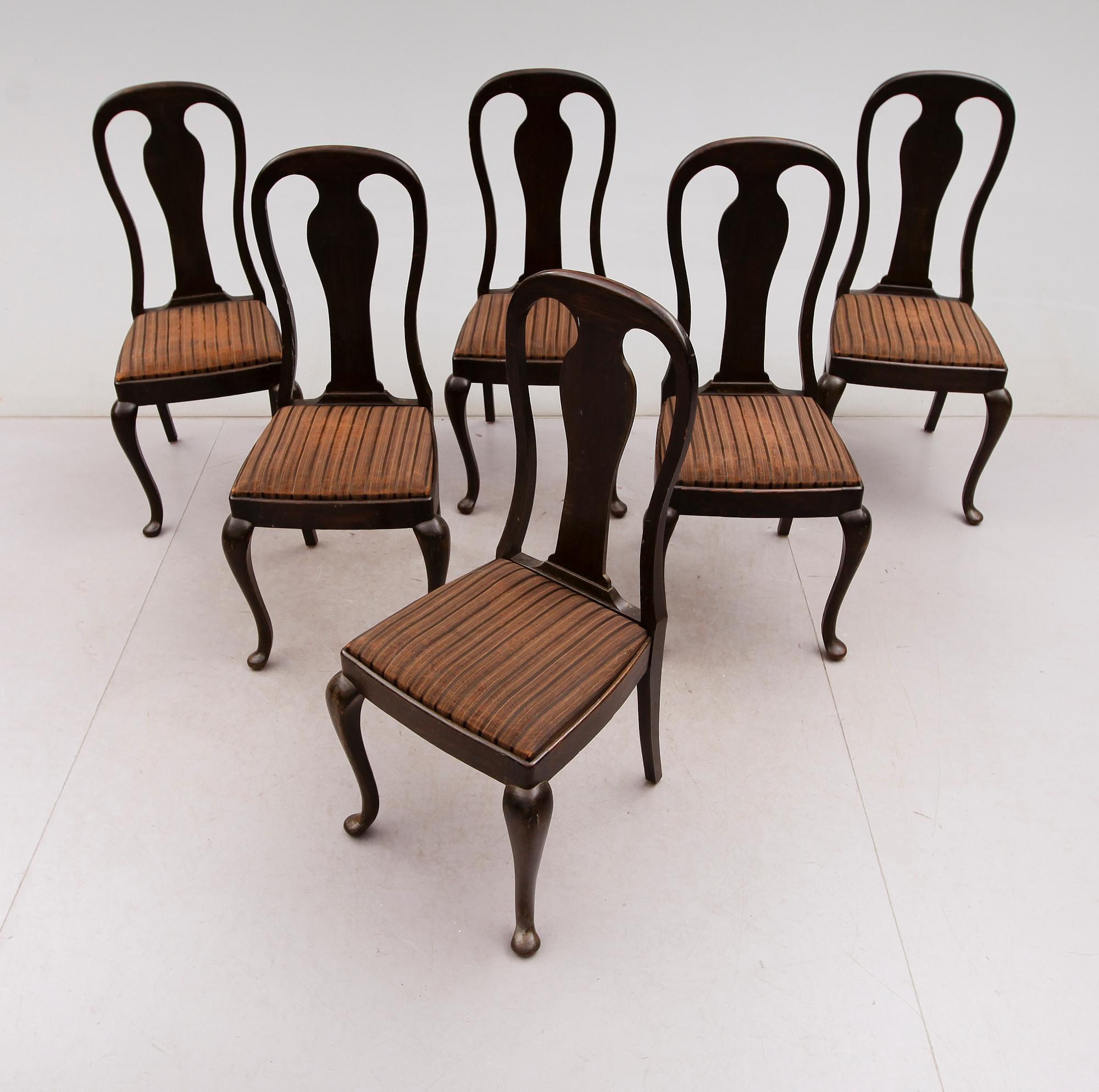 STOLAR, 6 st, barockstil, 1900-talets första hälft.