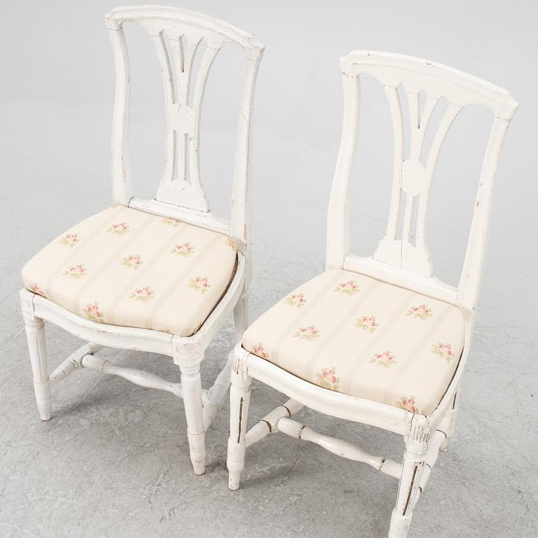 A pair of Gustavian chairs, late 18th century.