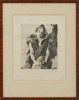 ANDERS ZORN, etsning, signerad. "Maja von Heijne".