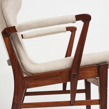 Bertil Söderberg, a pair of mahogany Swedish Modern easy chairs, Nordiska Kompaniet, 1940's.