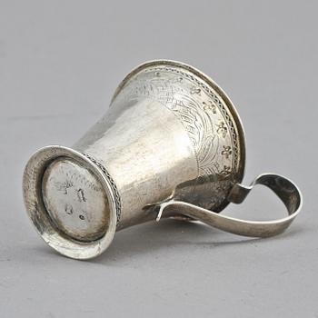 BÄGARE, silver, Sven Svensson Örn, Stockholm, 1756. Vikt 44 g.