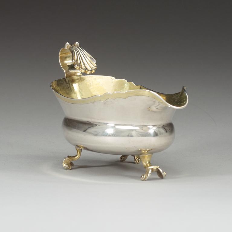 A Swedish 18th century parcel-gilt cream-jug, makers mark of Johan Runqvist, Karlskrona 1770.