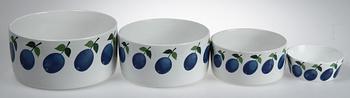 SERVISDELAR, 48 st, porslin, "Prunus" Stig Lindberg, Gustavsberg.