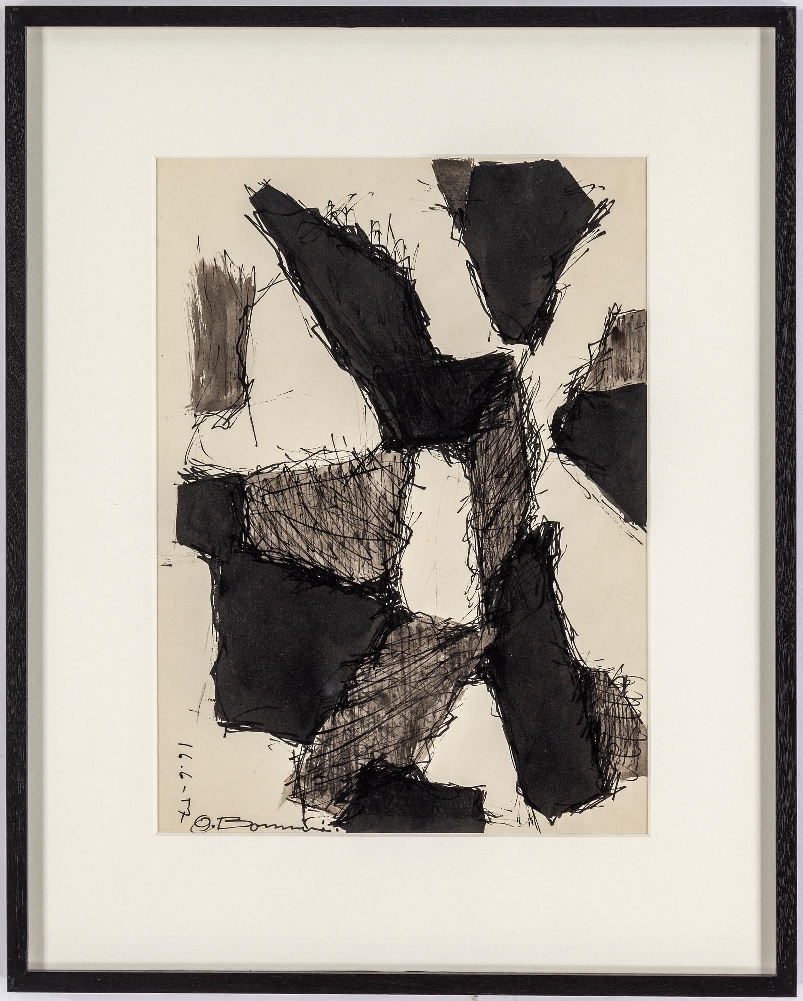 OLLE BONNIÉR, ink on paper, signed and dated 16.6-57.