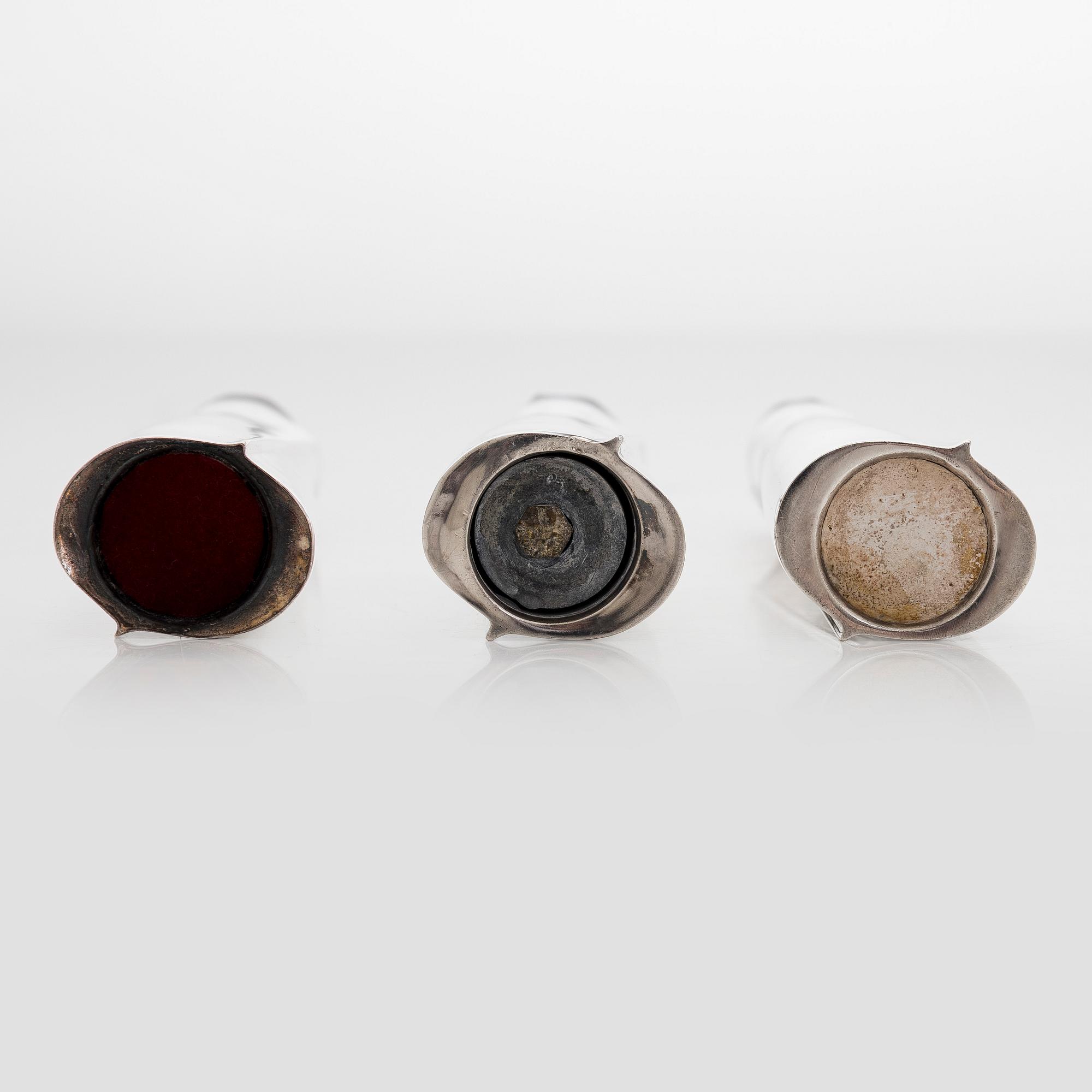 Tapio Wirkkala, Maljakoita, 3 kpl, TW 36, hopeaa, Kultakeskus, Hämeenlinna 1965, 1970 ja 1979.